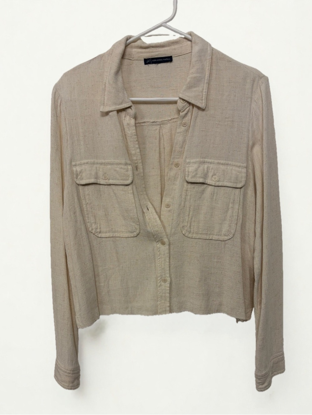 Adrianna Papell Cream Button-Down Shirt with Flap Pockets